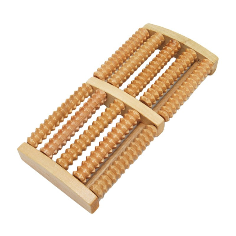 5-Row Foot Massager Roller Wooden Wheel Massager Wood Roller Foot Trigger Point Acupuncture Massager